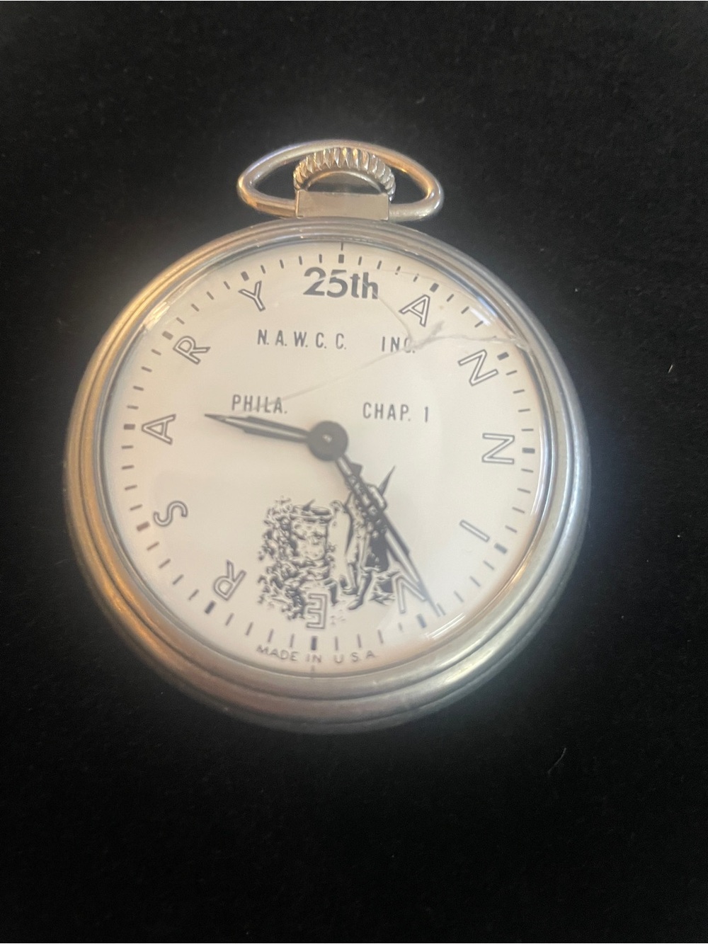 NAWCC 25th Anniv Pocket Watch - White Dial Silver Case